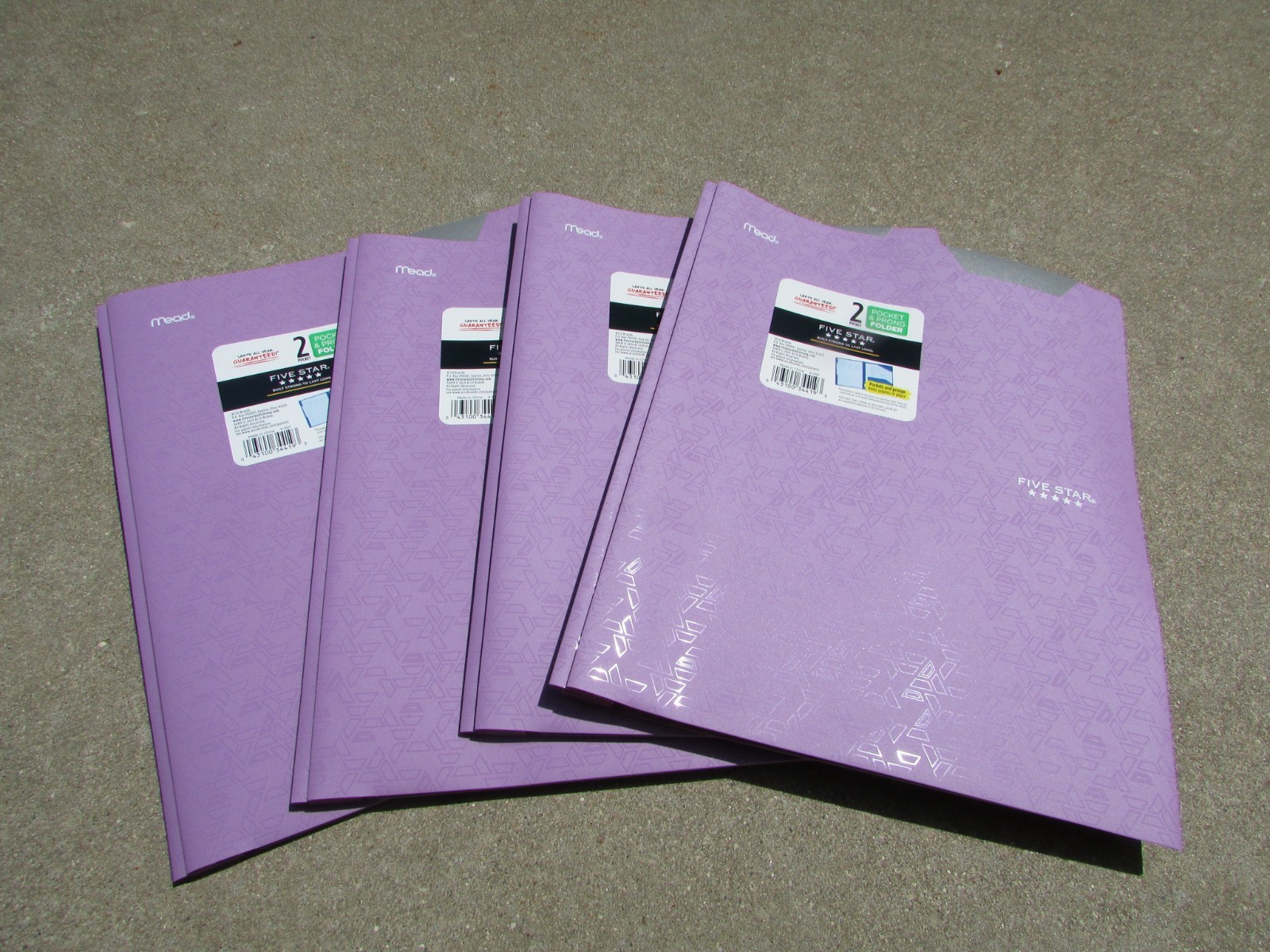Mead Five Star 2-Pocket Folder with Prong Fasteners, Lot of 4-PURPLE X-597