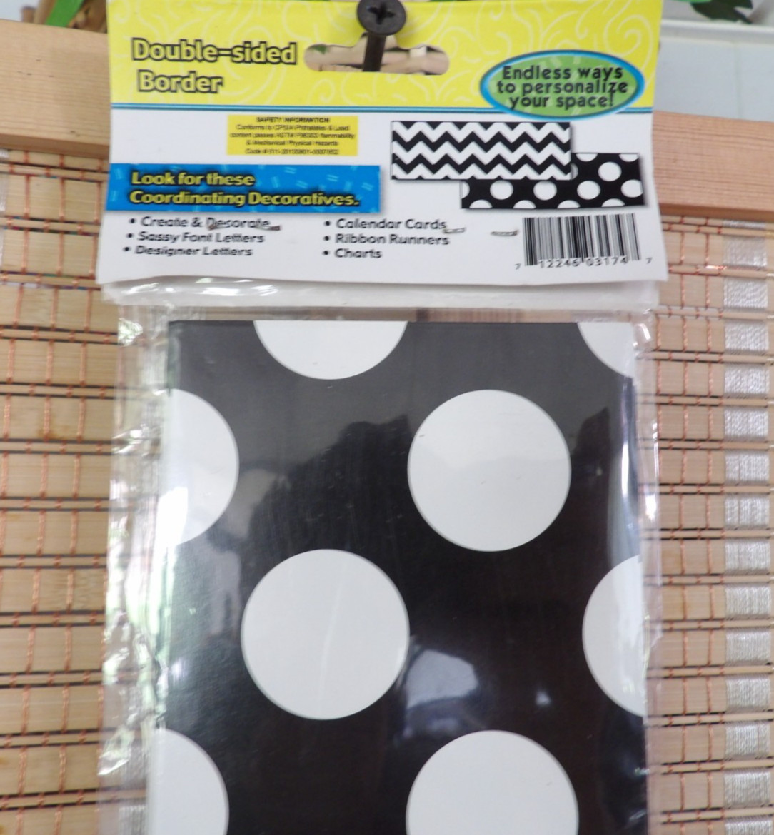 Black & White Zig Zag Chevron Polka Dot Double Sided Border 12 pcs – 36″x3″ long