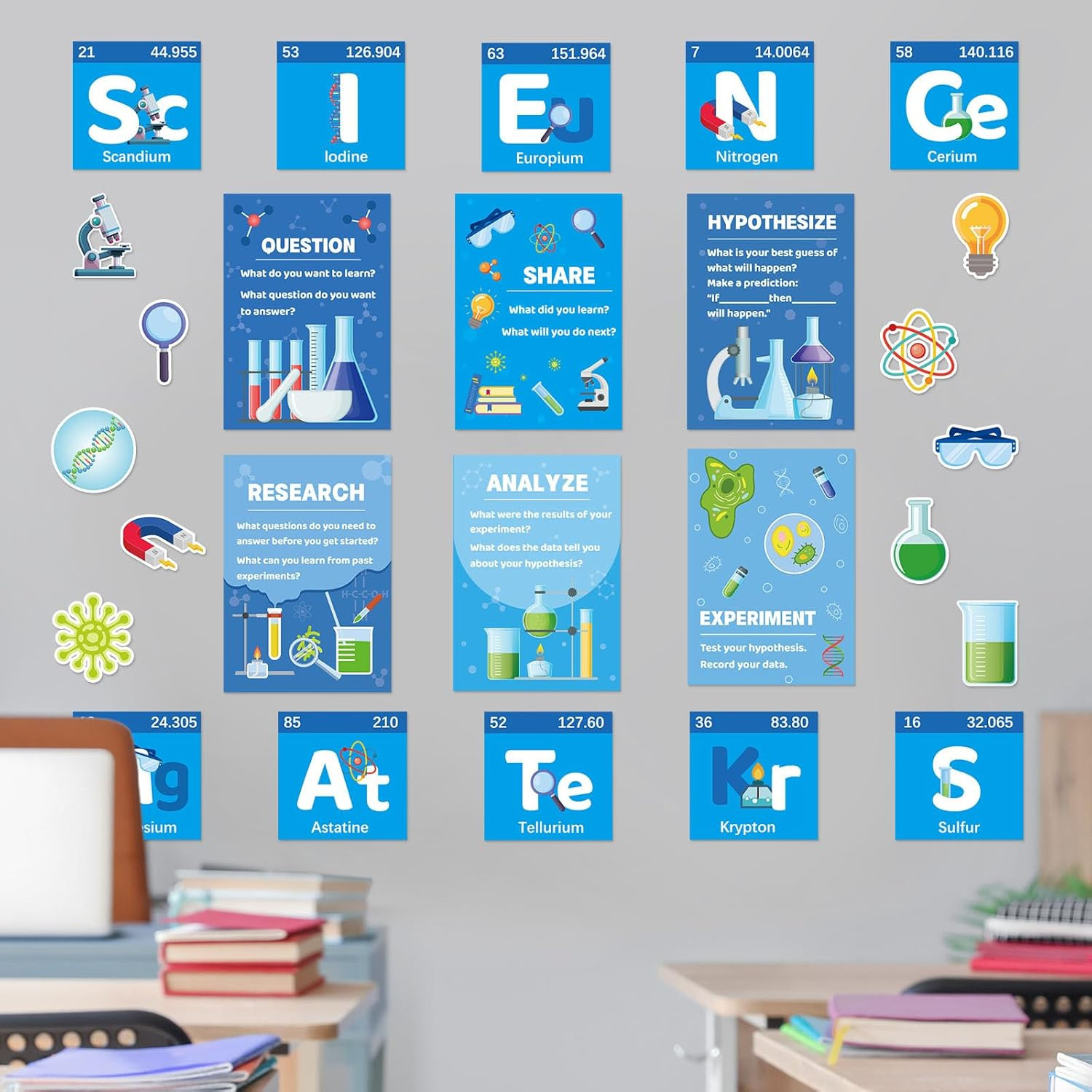 26 PCS Science Classroom Decorations, Science Posters Bulletin Board Sets Scient