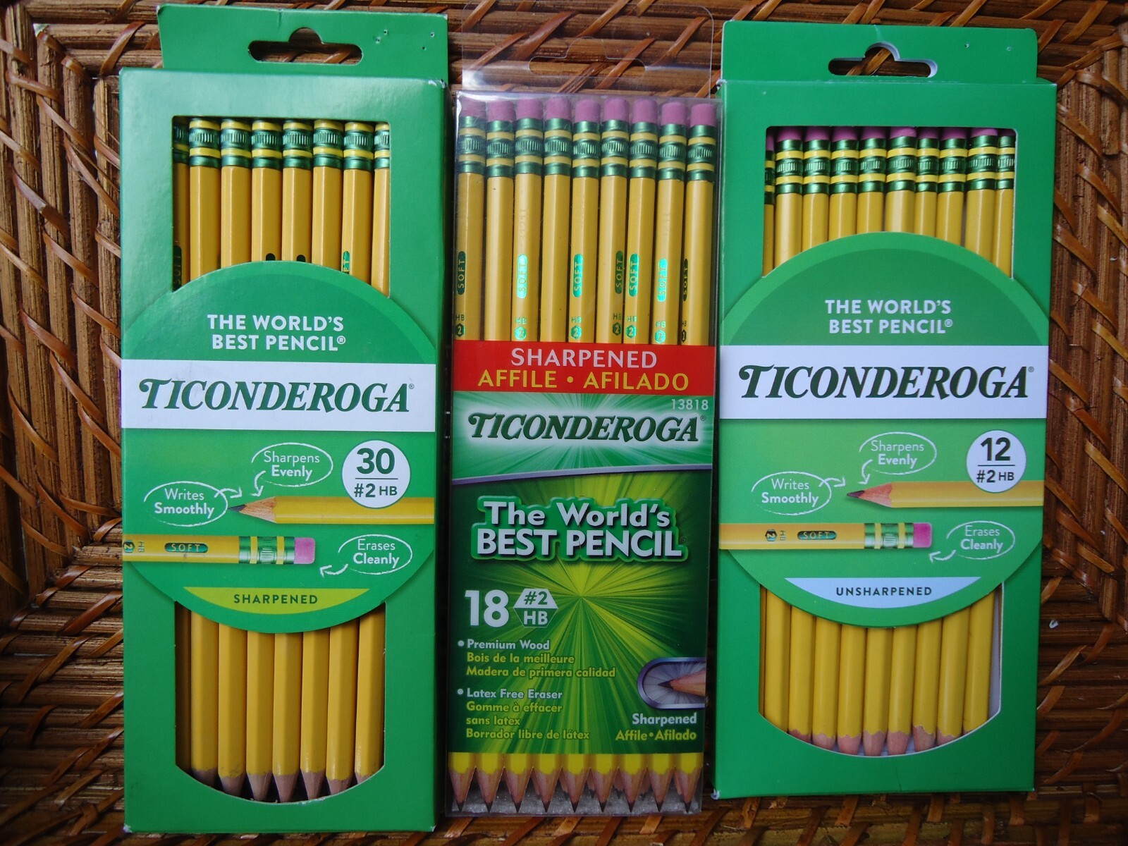 3 Ticonderoga Assorted Packs #2 HB Sharpened Pencils The Worlds Best Pencil 60ct