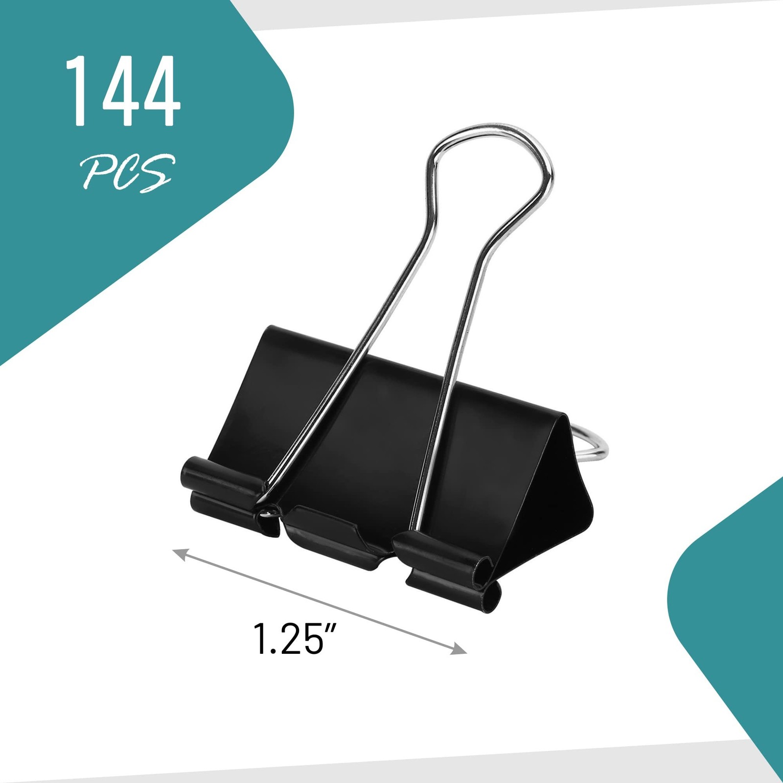 Binder Clips – 144 Medium Binder Clips, 1.25 Inch Black Paper Clamps, File Cl…