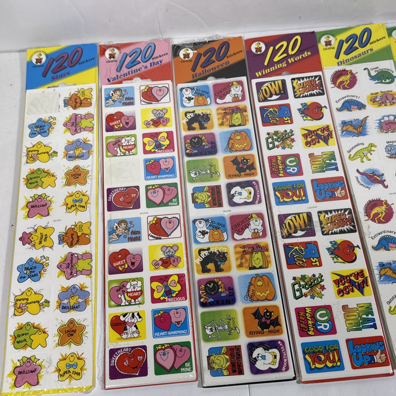Vintage Carson-Dellosa Publishing Stickers 120 Lot 7 Bundles Holiday Dino Leaves