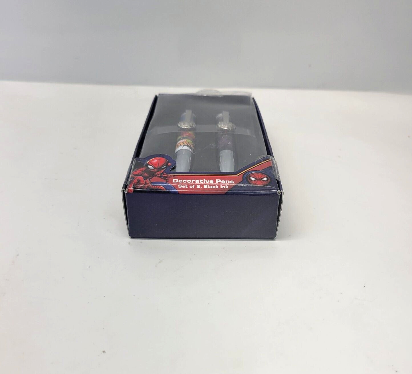 Marvel Spiderman Decorative Pens Set of 2 Black Ink Collectible New in Box