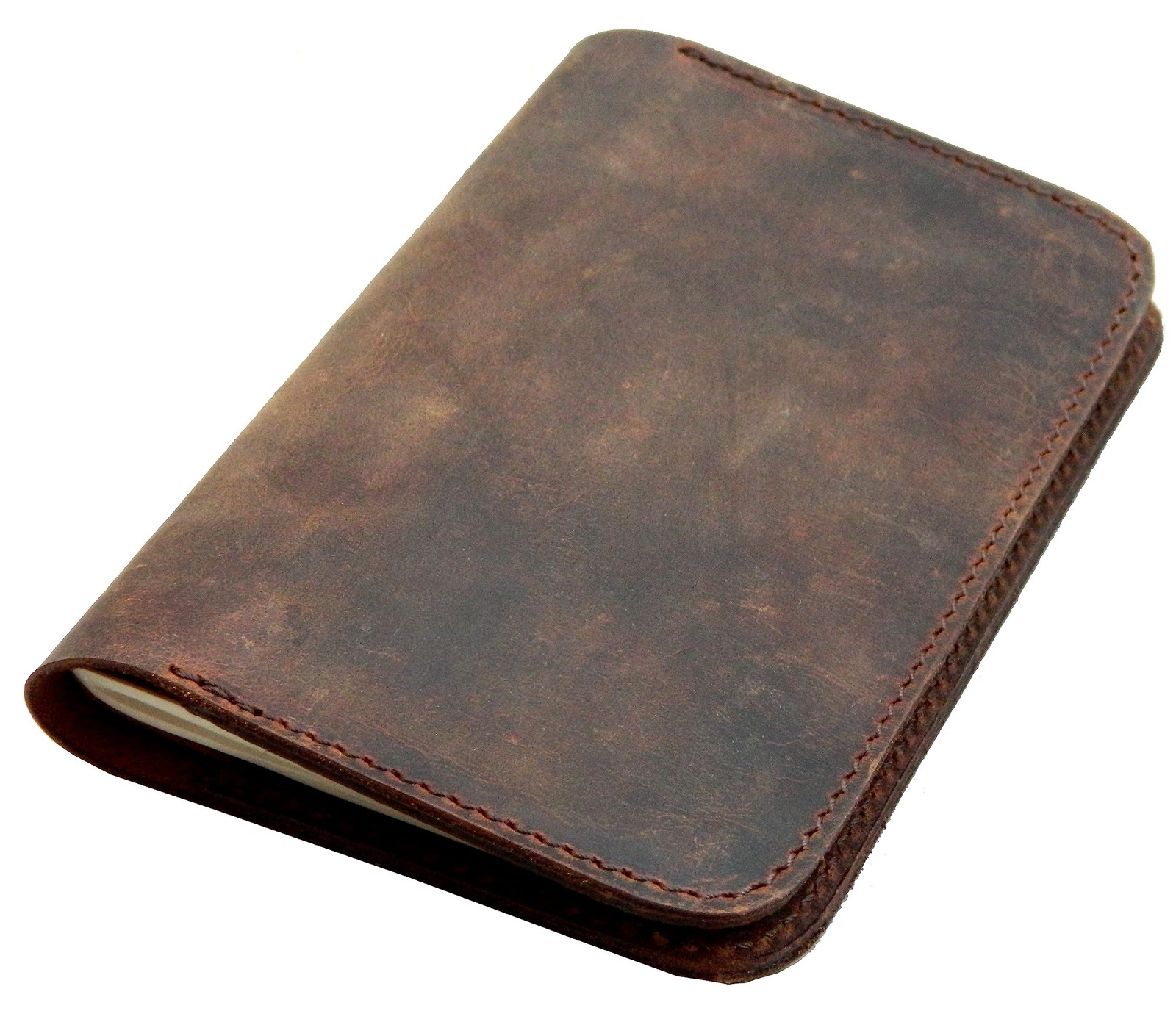 Leather Journal Cover for Field Notes Moleskine 3.5″ x 5.5″, Crunch Brown