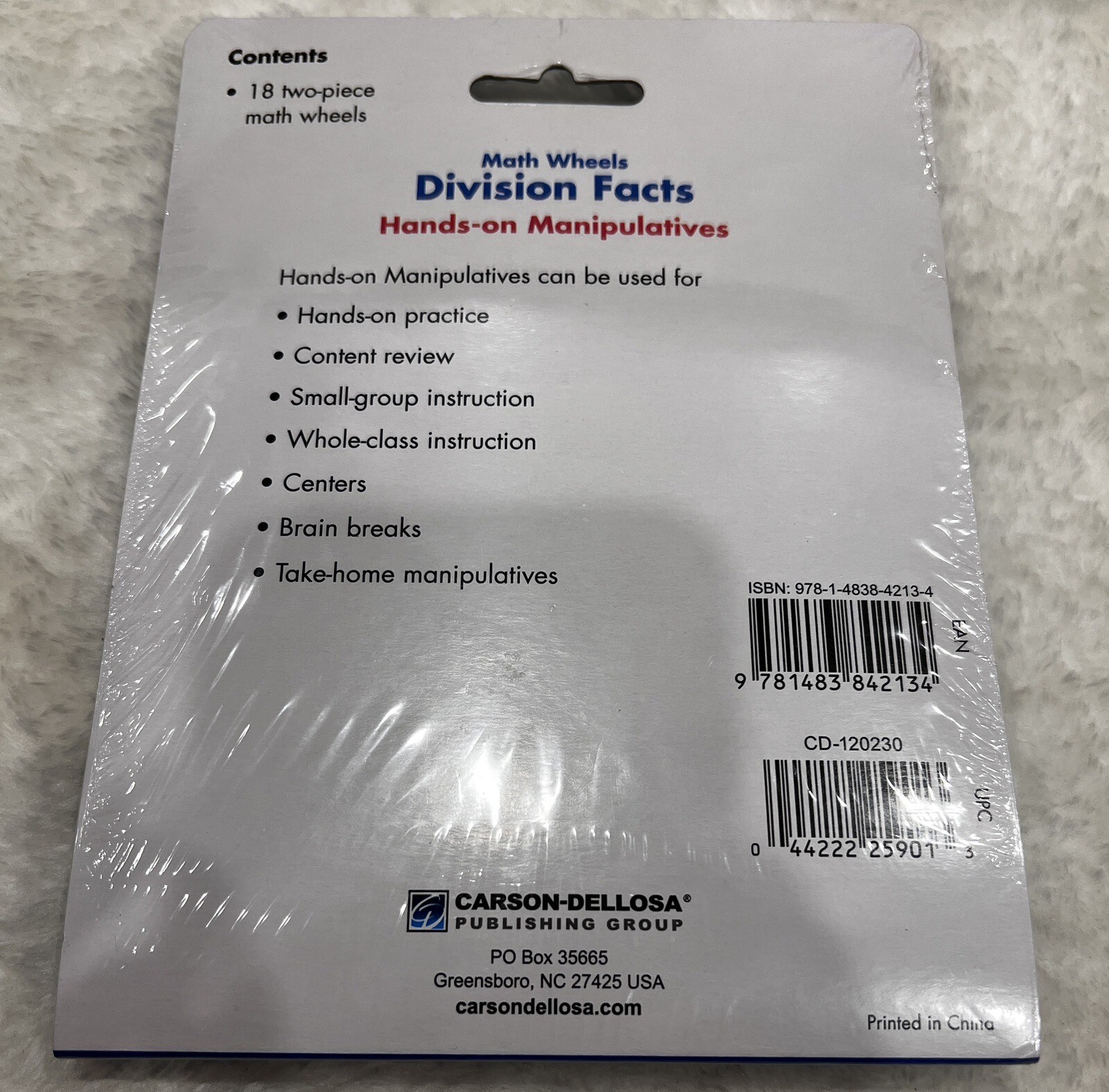 Carson Dellosa EZ- Spin Division Facts Hands On Manipulatives Math Wheels New