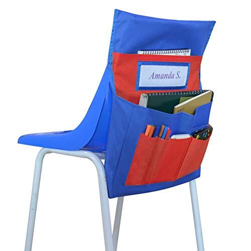 Chairback Buddy Pockets Chart, Kids School Supplies, Seat Storage Blue + Red