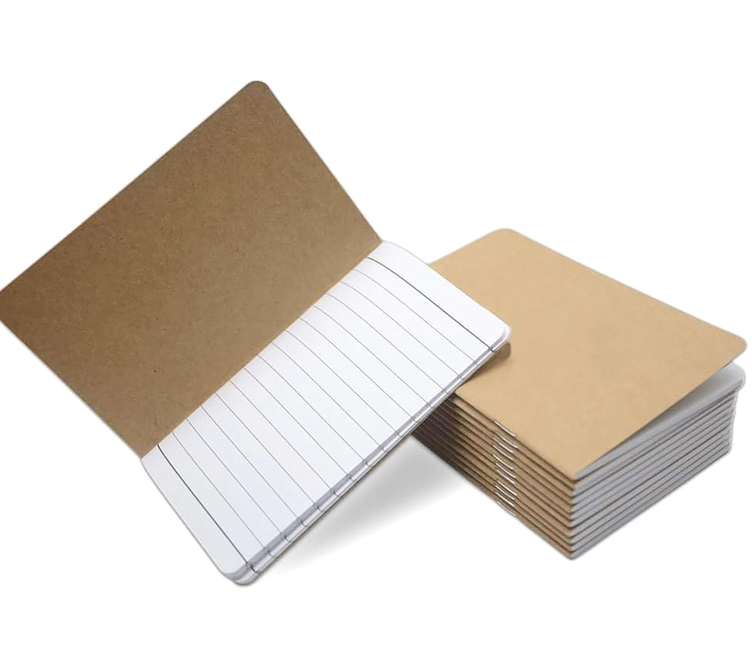 12-Pack Pocket Notebooks 5.5″x3.5″ Brown Lined 64 Pages Travel Notes