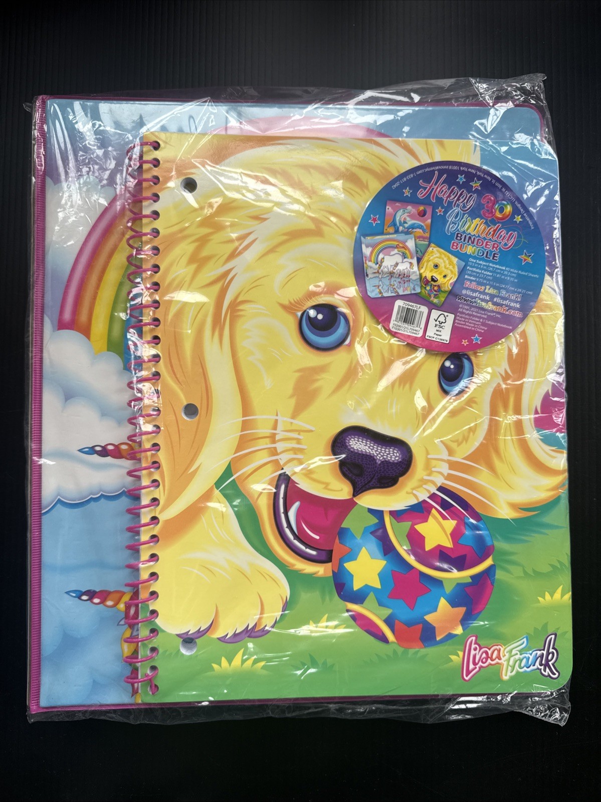 HAPPY 30TH BIRTHDAY LISA FRANK BINDER BUNDLE 2021 BINDER FOLDER & NOTEBOOK NIP