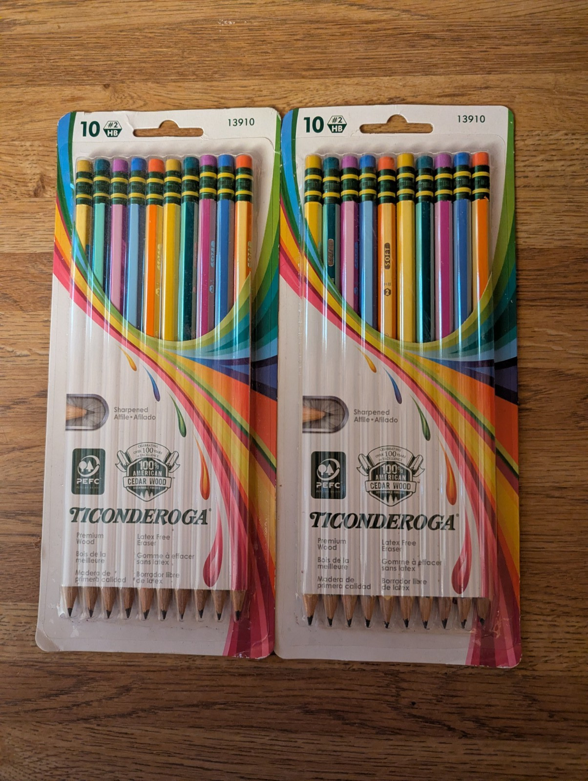 Ticonderoga Striped Pencils #2 Soft Pre-Sharpened 20 Count (2 Packs of 10) NEW