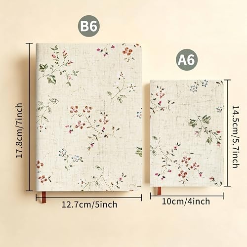 Floral Journal,Notebook,Linen Hardcover Journals, 5″x7″Notebook, Lined & B6 A