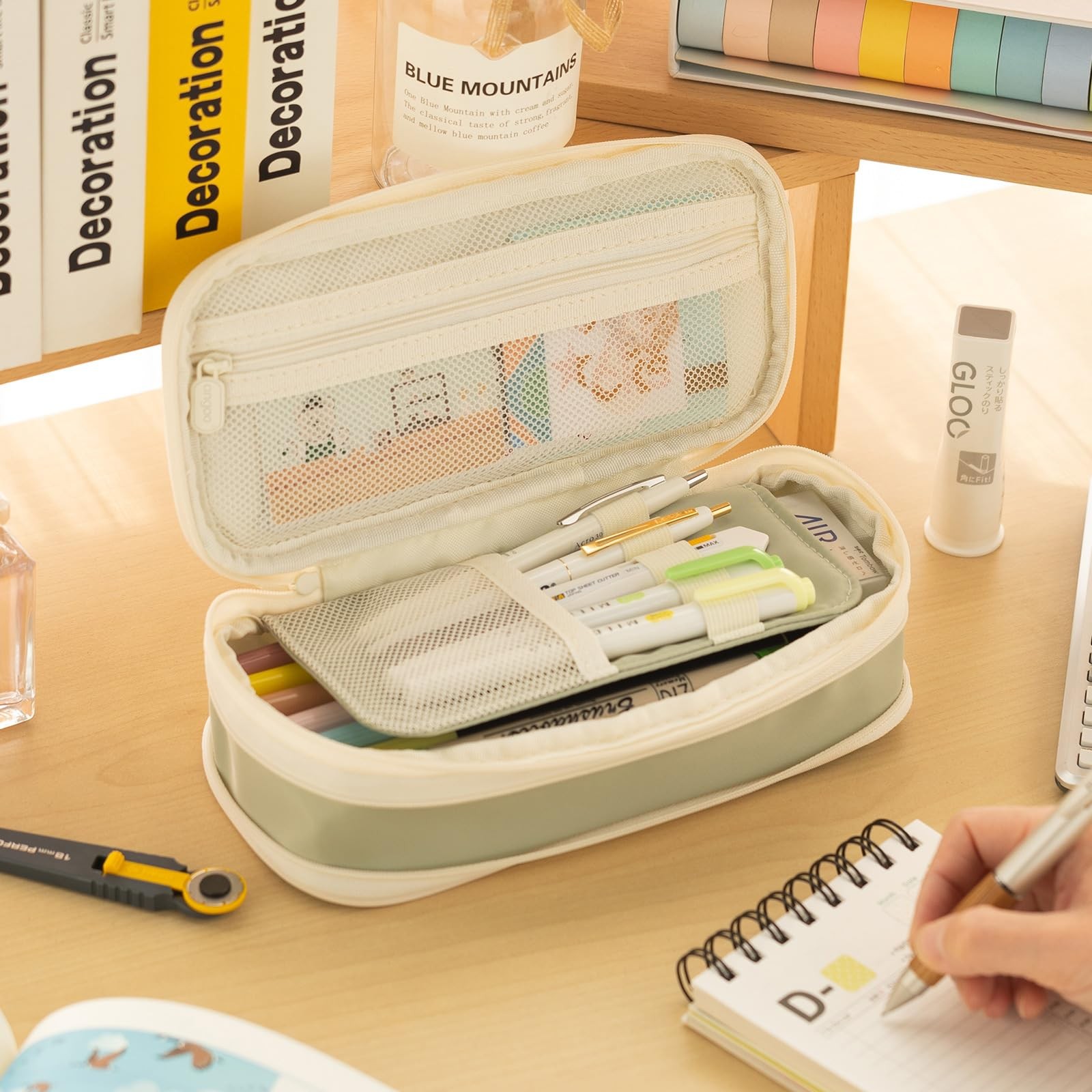 EASTHILL Big Capacity Pencil Case Large 8.66 x 4.13 x 2.56 inches, Green