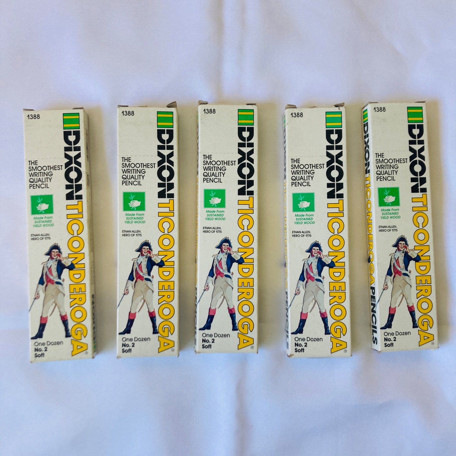 Vintage Dixon Ticonderoga 1388 No. 2 Soft Pencils Lot of 5 Pack 60 Total Pencil