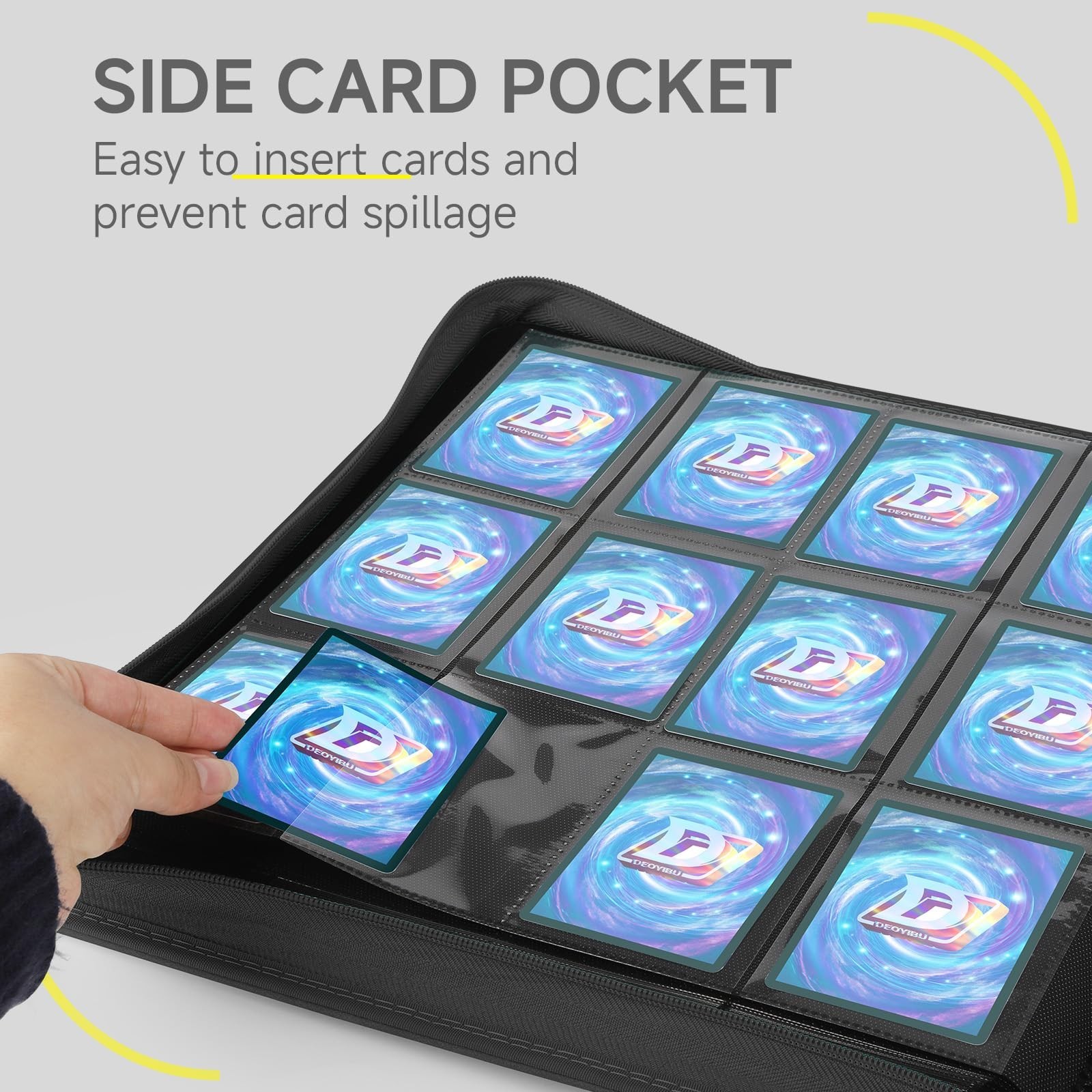 Trading Card Binder with Zip,12 Pockets Card Binder,720 Double Sided Pocket C…