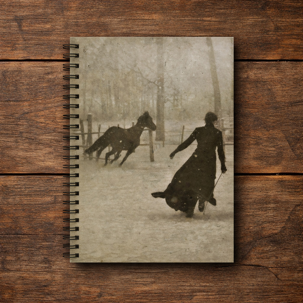 Antique Horse Photography Spiral Notebook Vintage Black Equestrian Ruled Journal