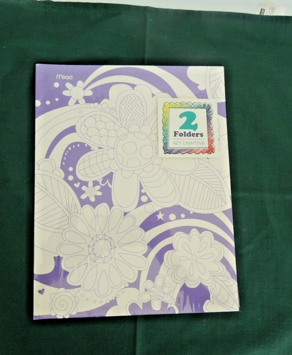 Mead Pocket Folder, 2-Pocket, 12″ x 9-3/8″, RED BUTTERFLYE, PURPLE FLOWER