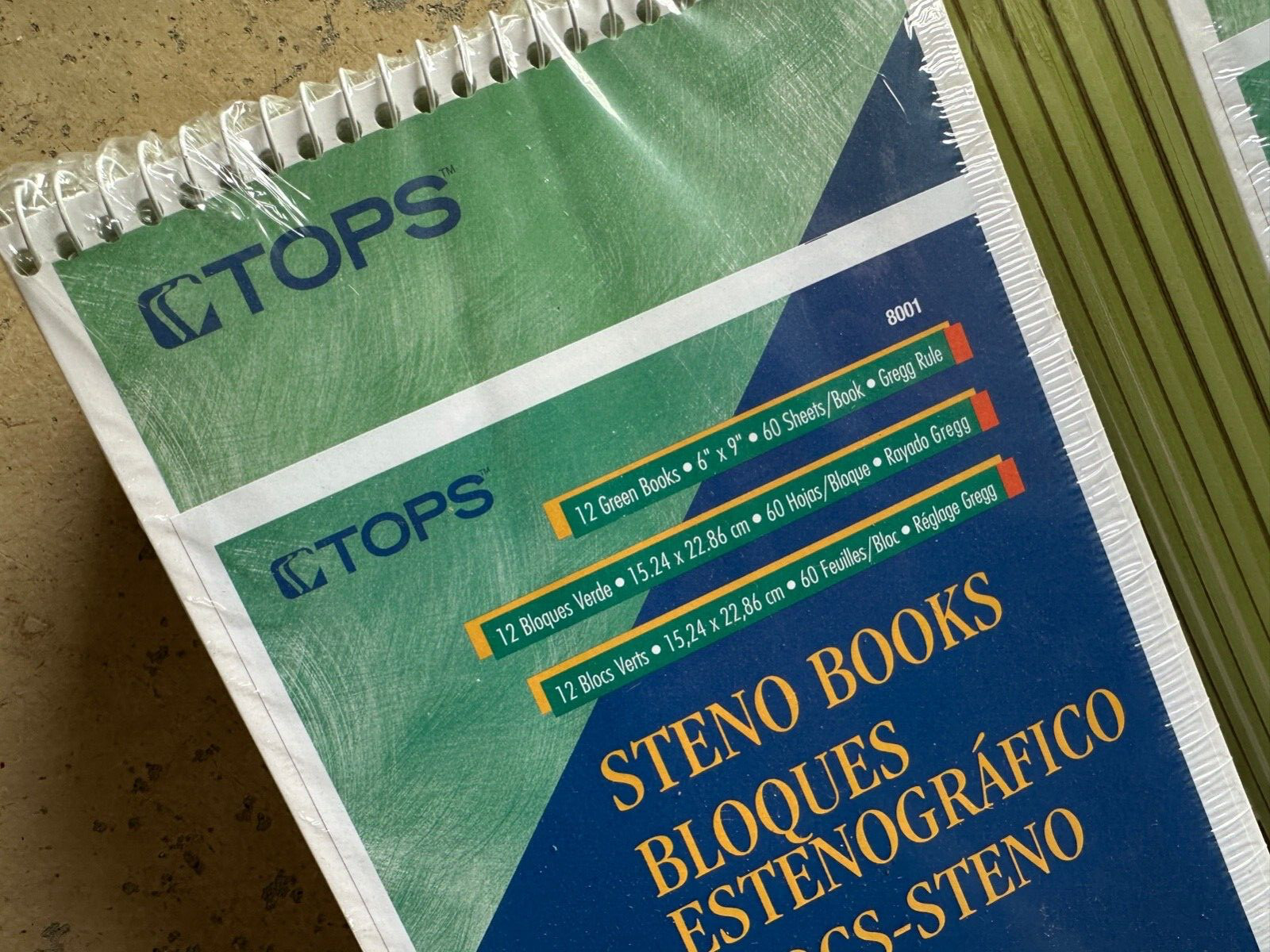 3 Packs of 12 (36 total) Tops Steno Green Spiral Notebooks – New – Made in USA