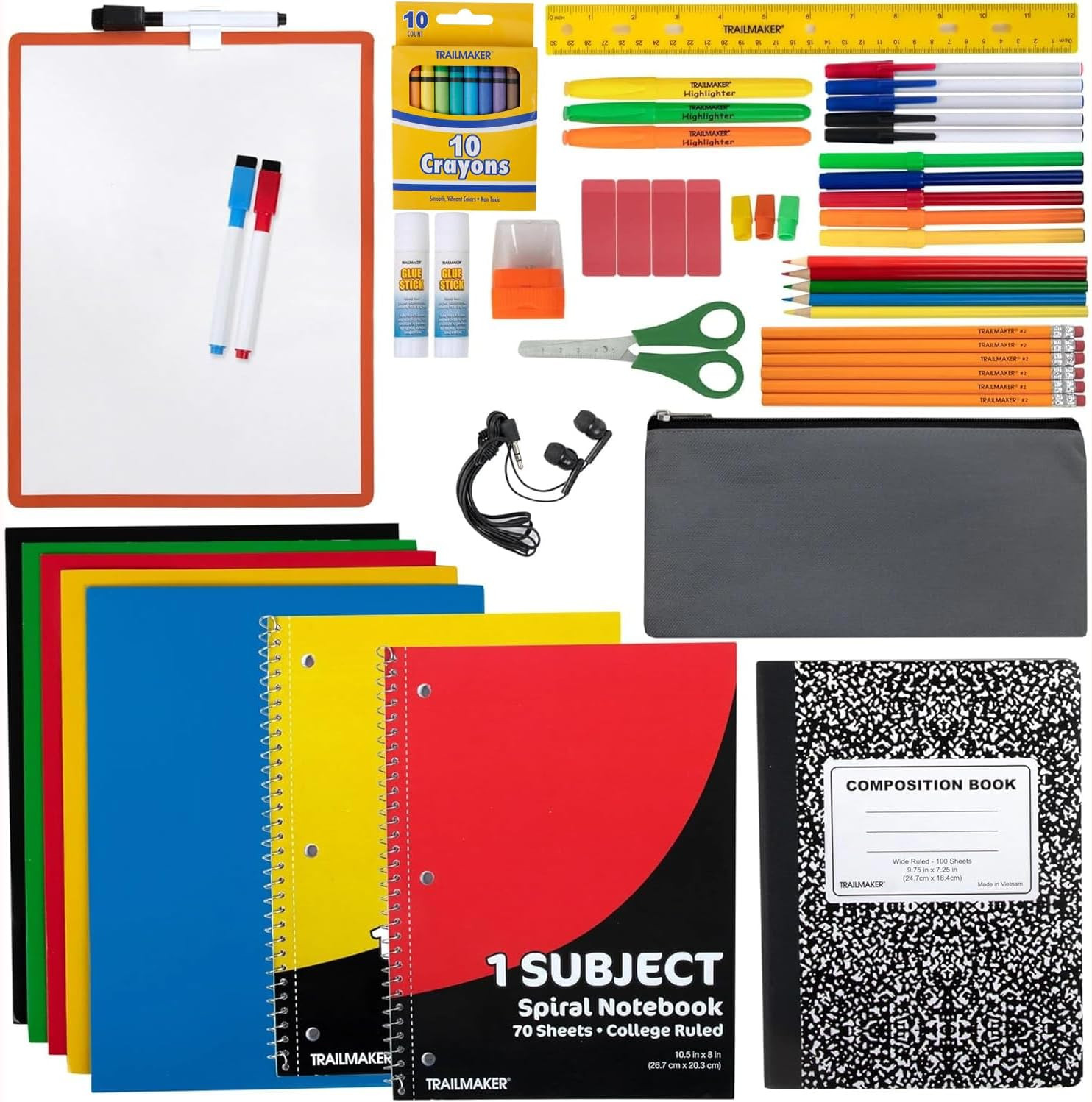 Back to School Supplies 60 Piece Bundle Kit for Girls, Boys, Kids, Back to Schoo