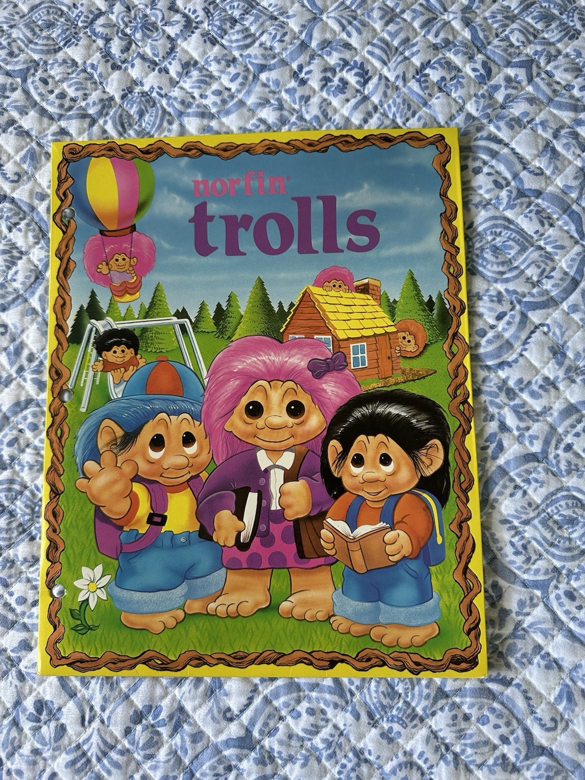 1992 Norfin Trolls Three Hole Pocket Folders For Binder Lot Of 2 Made In The USA