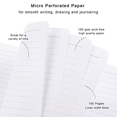 Lined Journal Notebook, Hardcover, Medium 5.7 x 8.4 inch, 160 Pages Thick