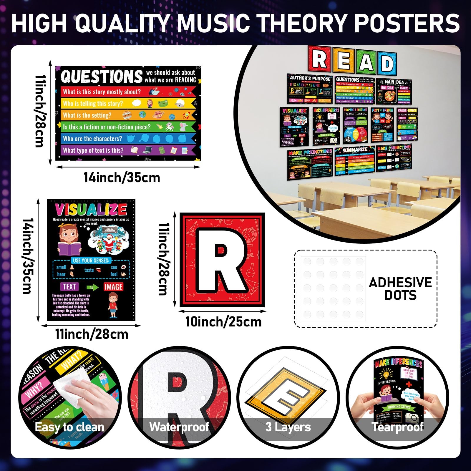 15 Pcs Reading Comprehension Posters for Classroom Reading Strategies Bulleti…
