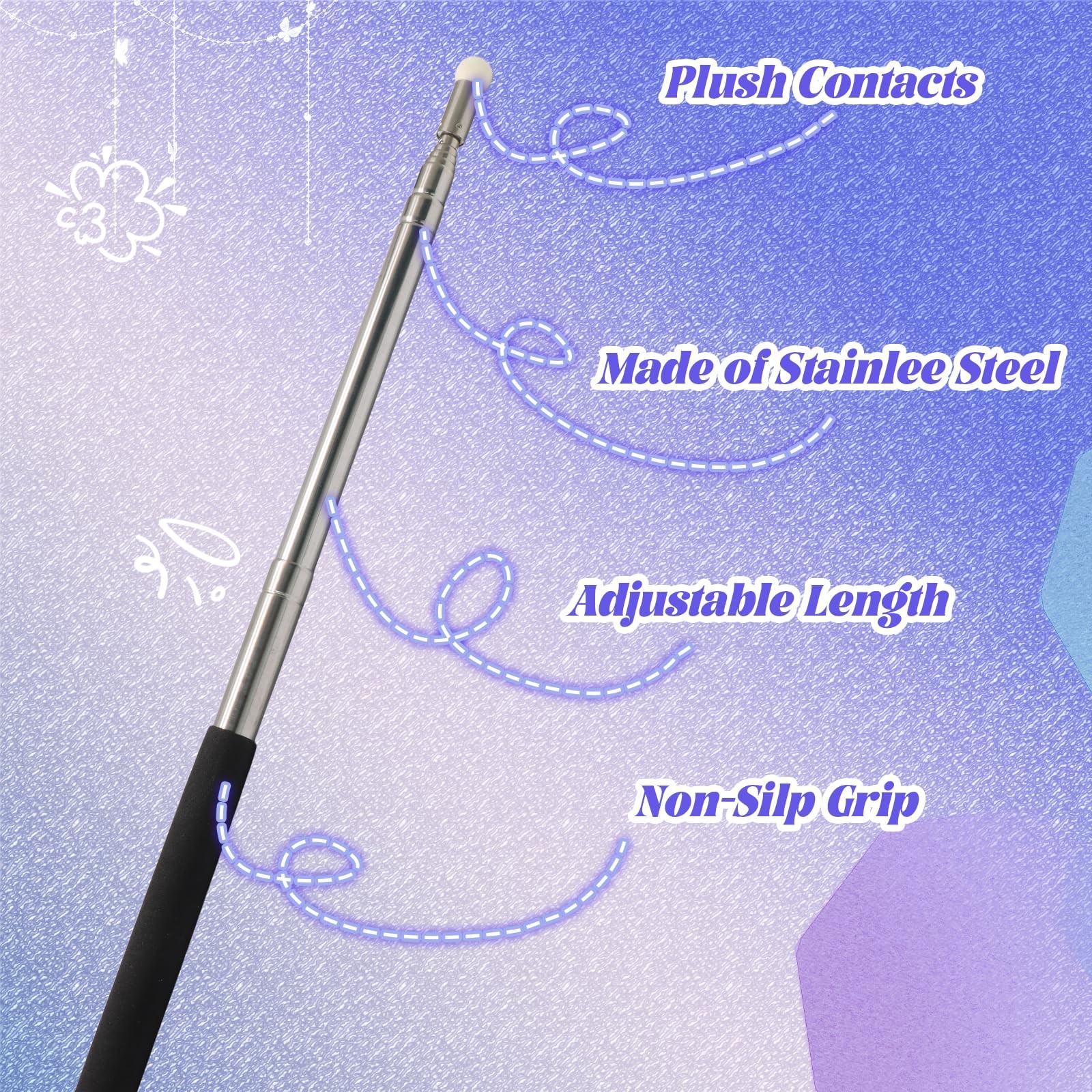 Retractable Telescopic Pointer Stick for Classroom Teaching 39.4 Inch Black