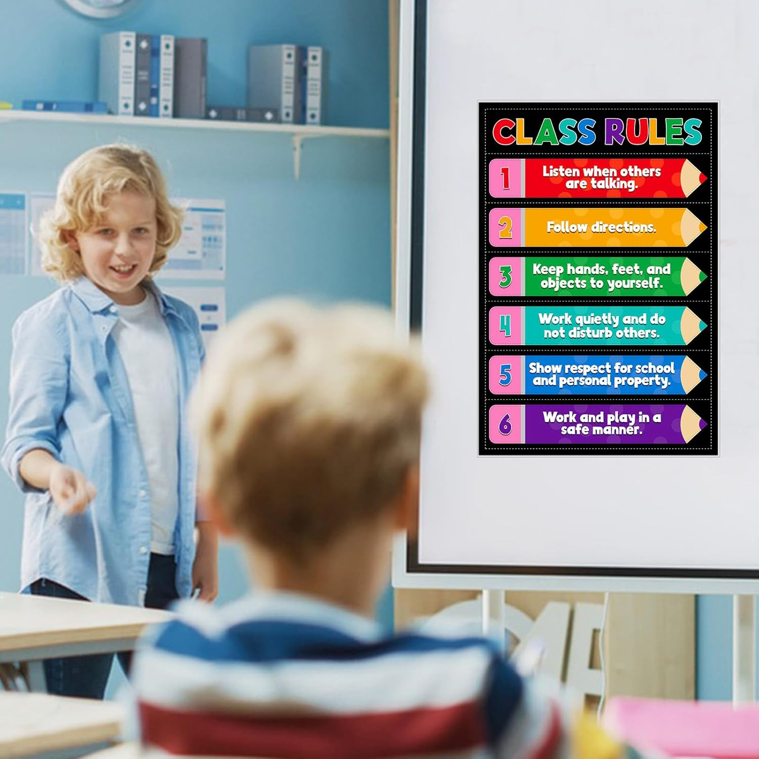 Classroom Rules Poster – 11.2”X16.5” Colorful Classroom Educational Poster Tea