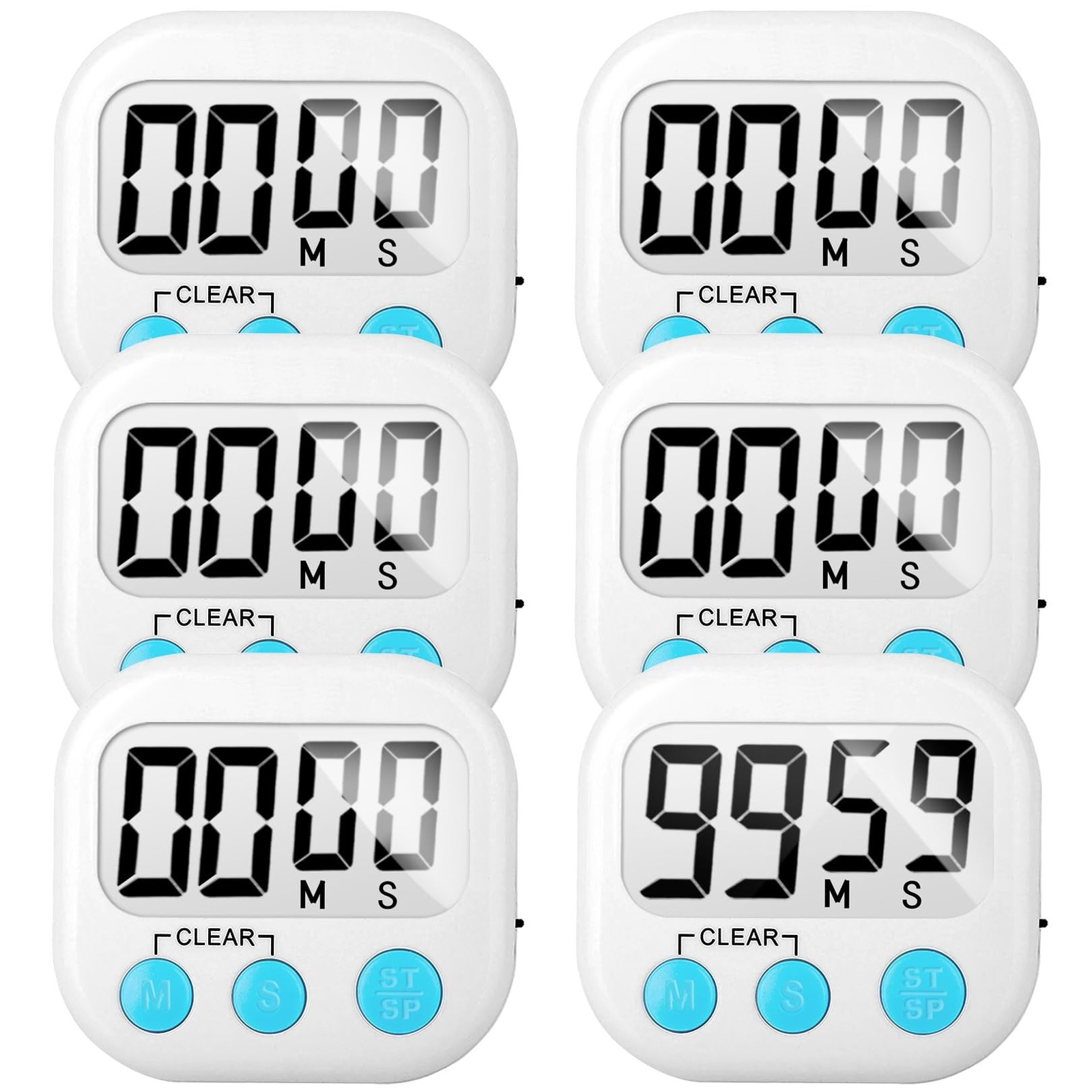 6 Pack Digital Kitchen Timer Small Classroom Timers for Kids Teachers (White) 1