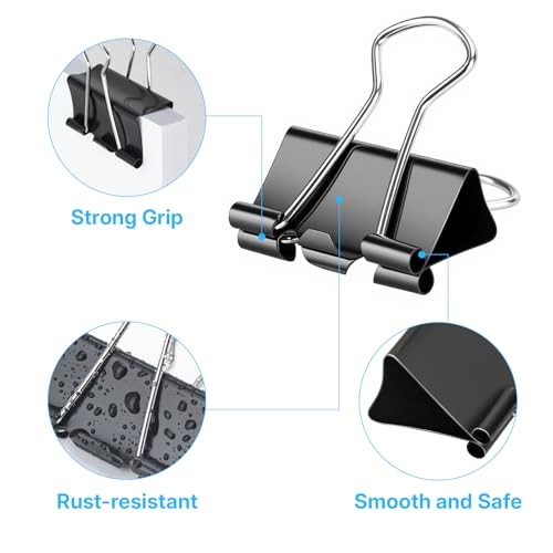 120 PCS Medium Binder Clips 1.25 Inch, Metal Paper Clamps Bulk, 1.25in 120Pcs