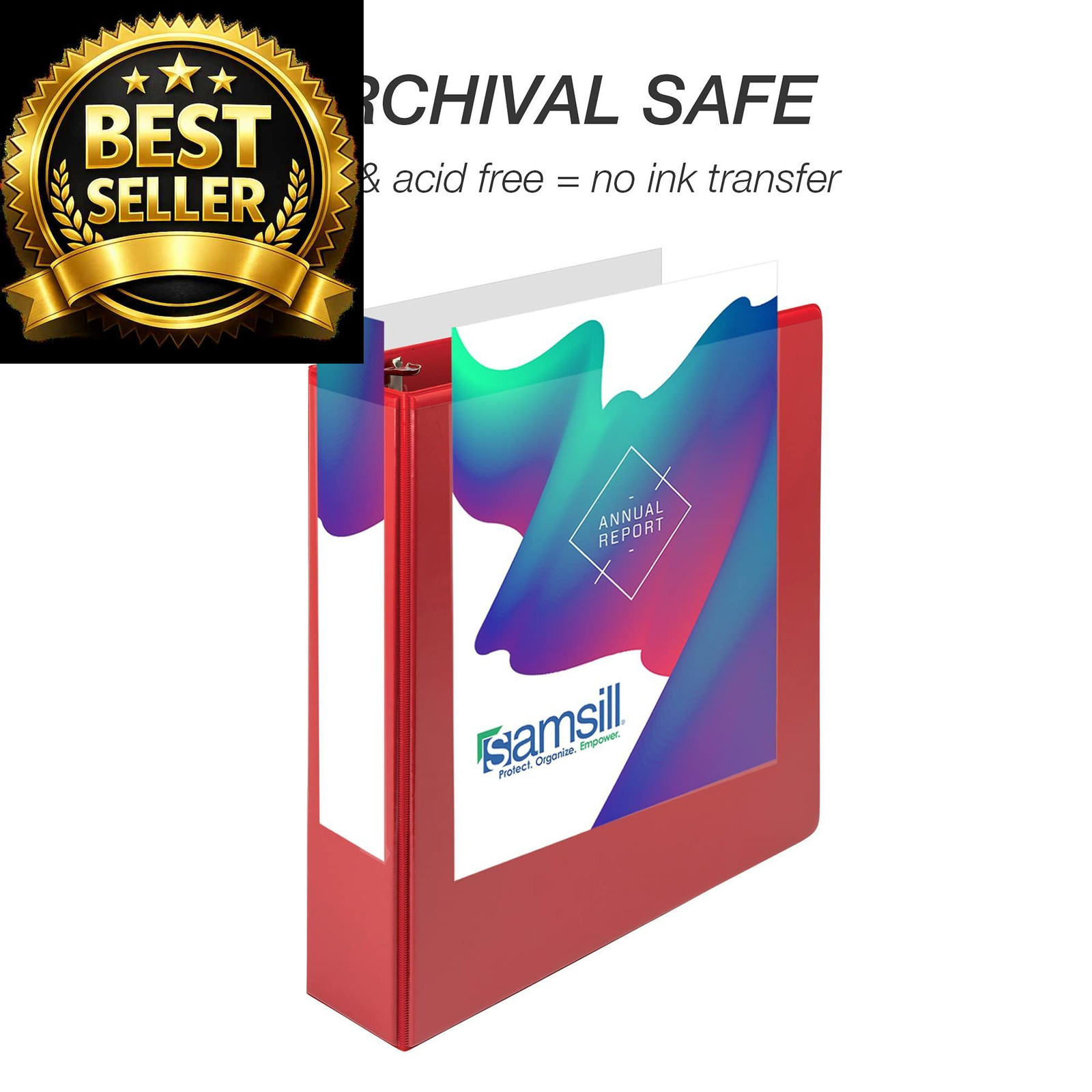 Samsill Durable 2 inch 3 Ring Binder, D 100% 1 Pack, Red