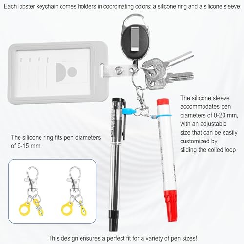 4 Pack Retractable Pencil Holder with 31.5″ Dyneema Cord,Silicone Pen Clip,