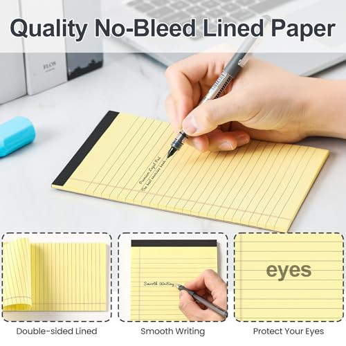 Note Pads 5×8,[7 Pack] Colorful Narrow Ruled Legal Pads,Micro Writing Pads