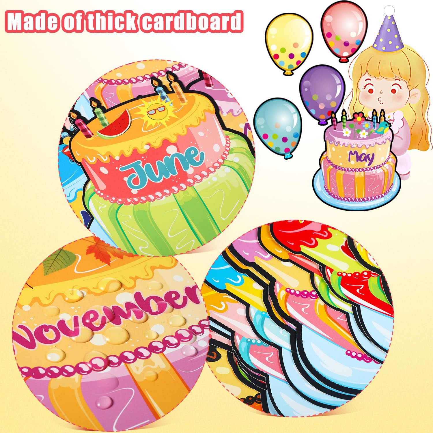 Outus 20 Pcs Happy Birthday Bulletin Board Set Chart Classroom Black