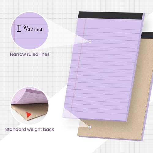 Note Pads 5×8,[7 Pack] Colorful Narrow Ruled Legal Pads,Micro Writing Pads