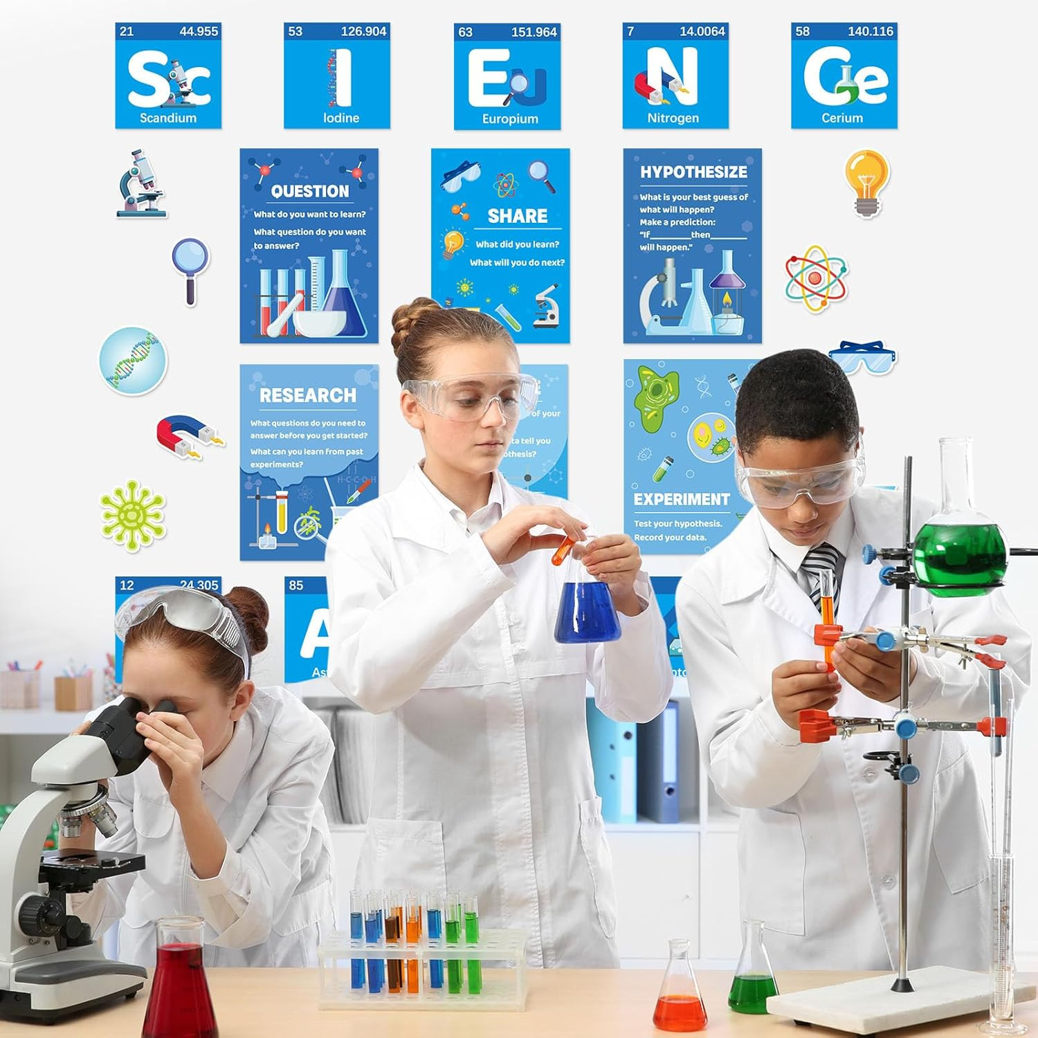 26 PCS Science Classroom Decorations, Science Posters Bulletin Board Sets Scient