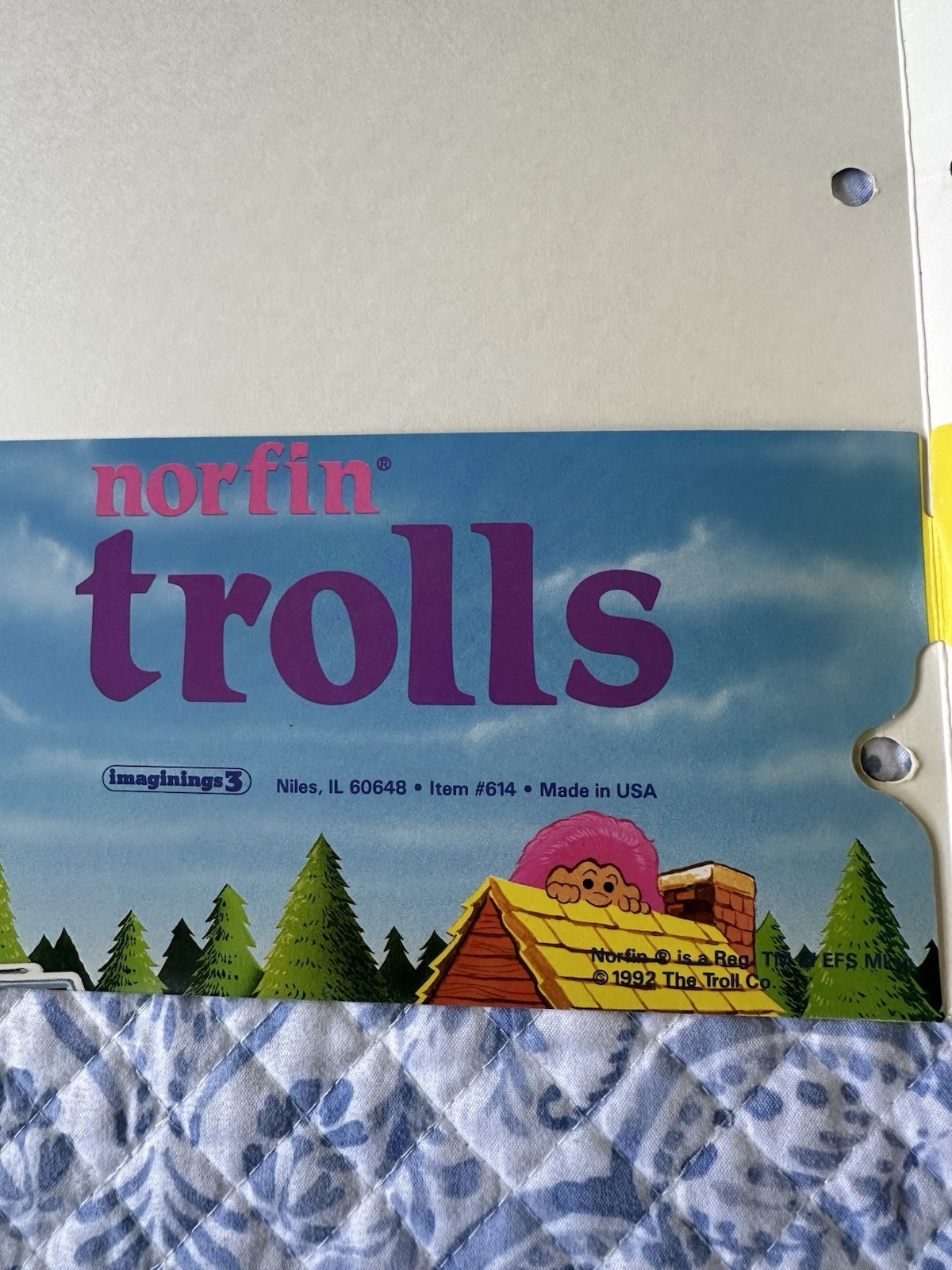 1992 Norfin Trolls Three Hole Pocket Folders For Binder Lot Of 2 Made In The USA