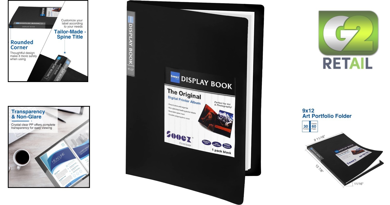 Multi-Function 30-Pocket Portfolio Binder 9×12 – Perfect for Artists & Students