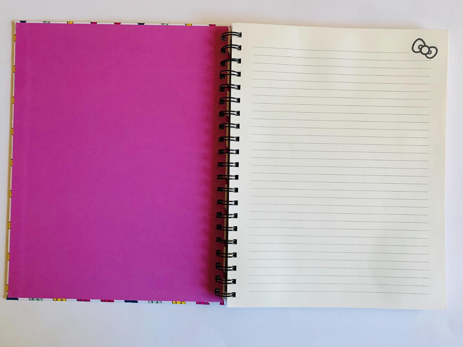 Hello Kitty Large Hardcover spiral bound lined ruled notebook bow colorful pink