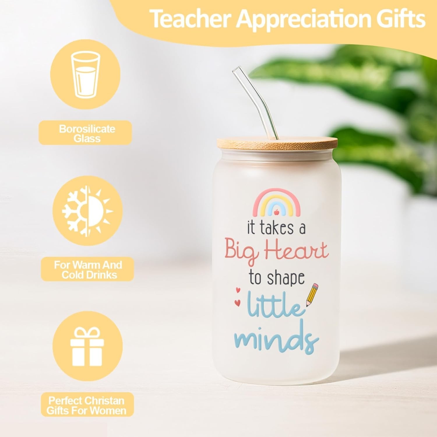 Elegant Teacher Gift Basket with 16oz Glass Cup & Thoughtful Handmade Items