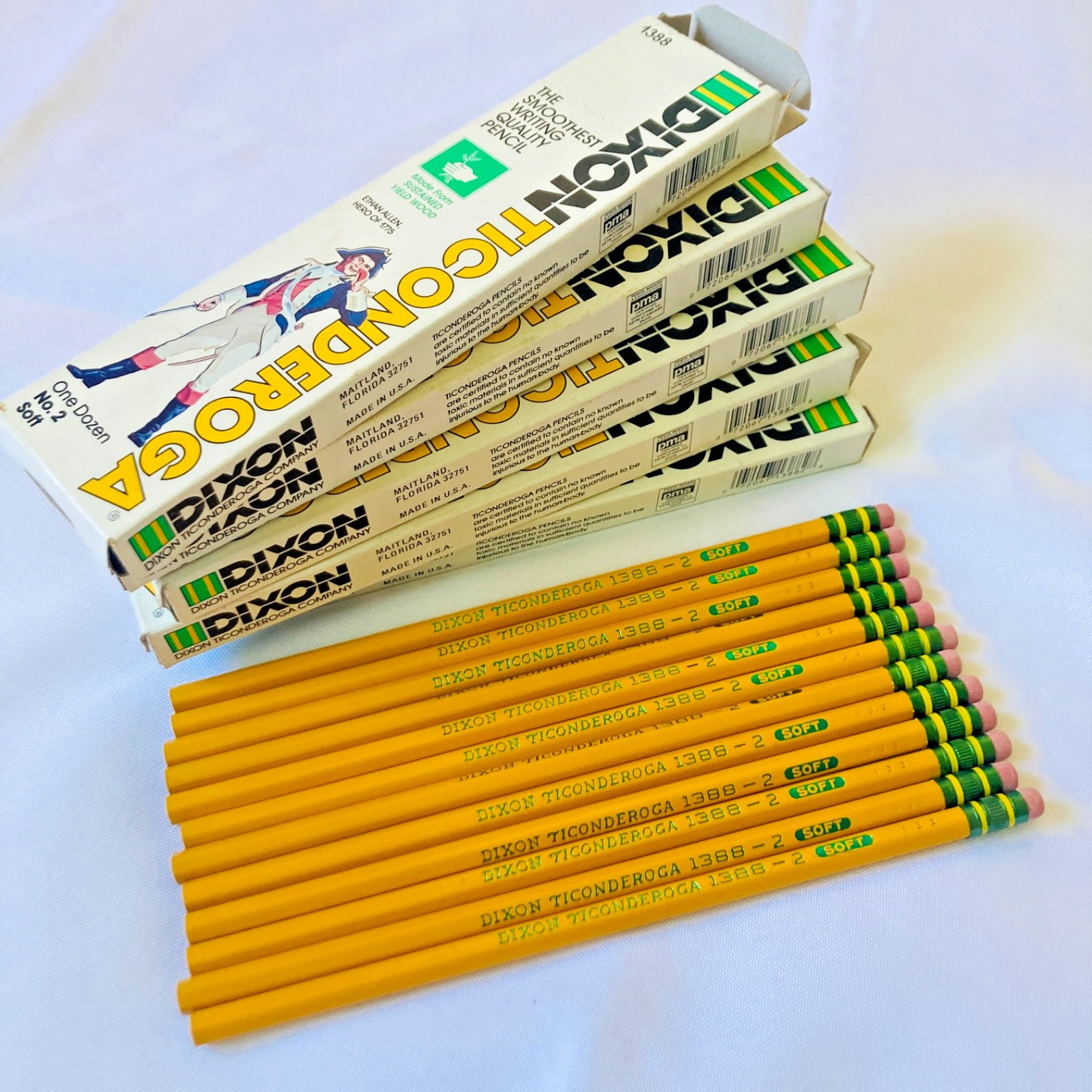 Vintage Dixon Ticonderoga 1388 No. 2 Soft Pencils Lot of 5 Pack 60 Total Pencil