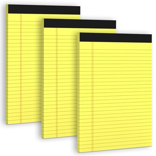 Legal Pads 8.5 x 11 Note Pads, 3 Pack Notepads 8.5 x 11 Wide Ruled Yellow