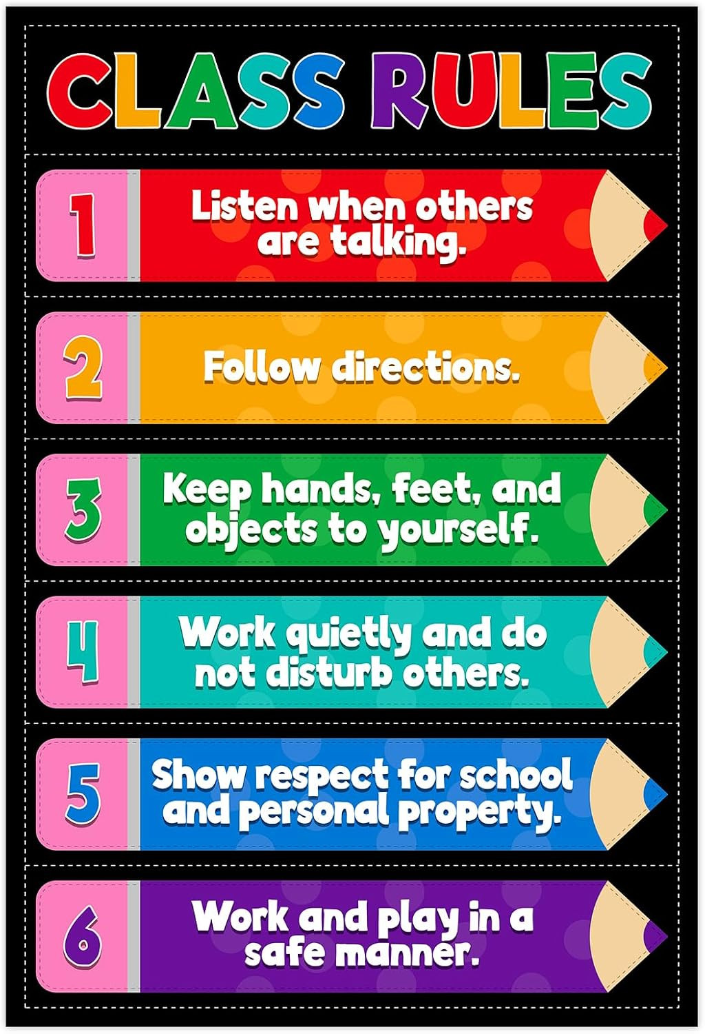 Classroom Rules Poster – 11.2”X16.5” Colorful Classroom Educational Poster Tea