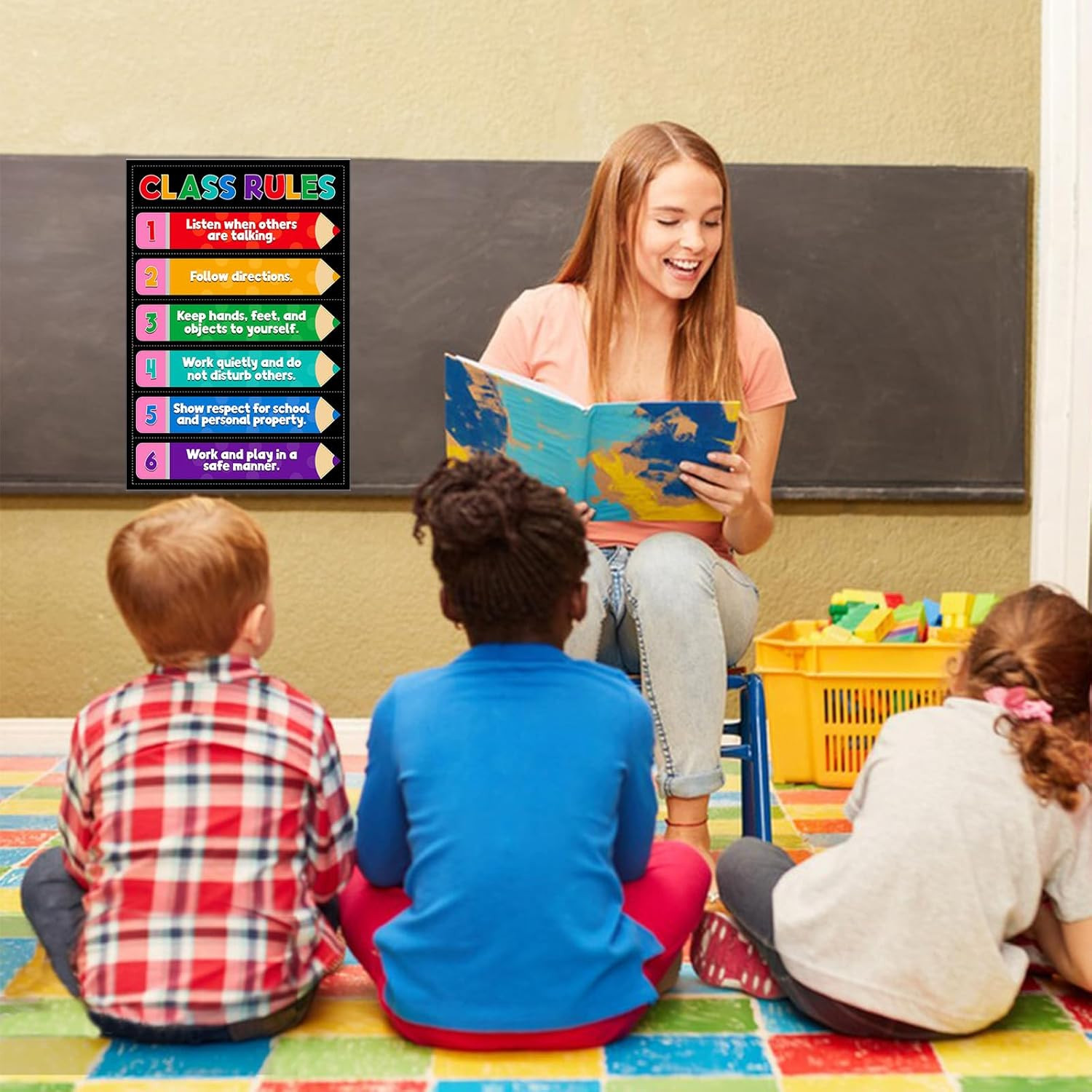 Classroom Rules Poster – 11.2”X16.5” Colorful Classroom Educational Poster Tea