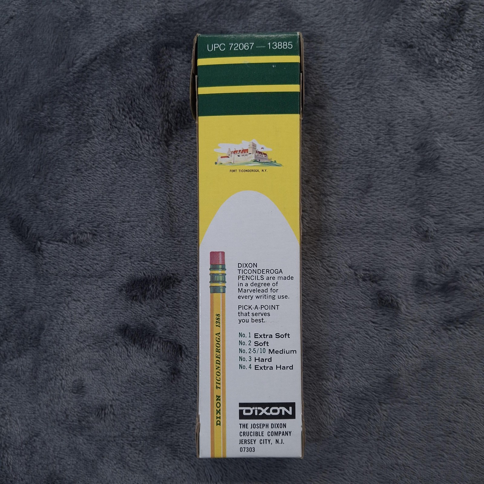 Vtg Dixon Ticonderoga No 2-5/10 Medium Yellow Pencils Dozen USA 1388