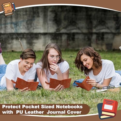 Faux Leather Journal Cover Compatible Field Notes with 2 Pcs Mini Brown