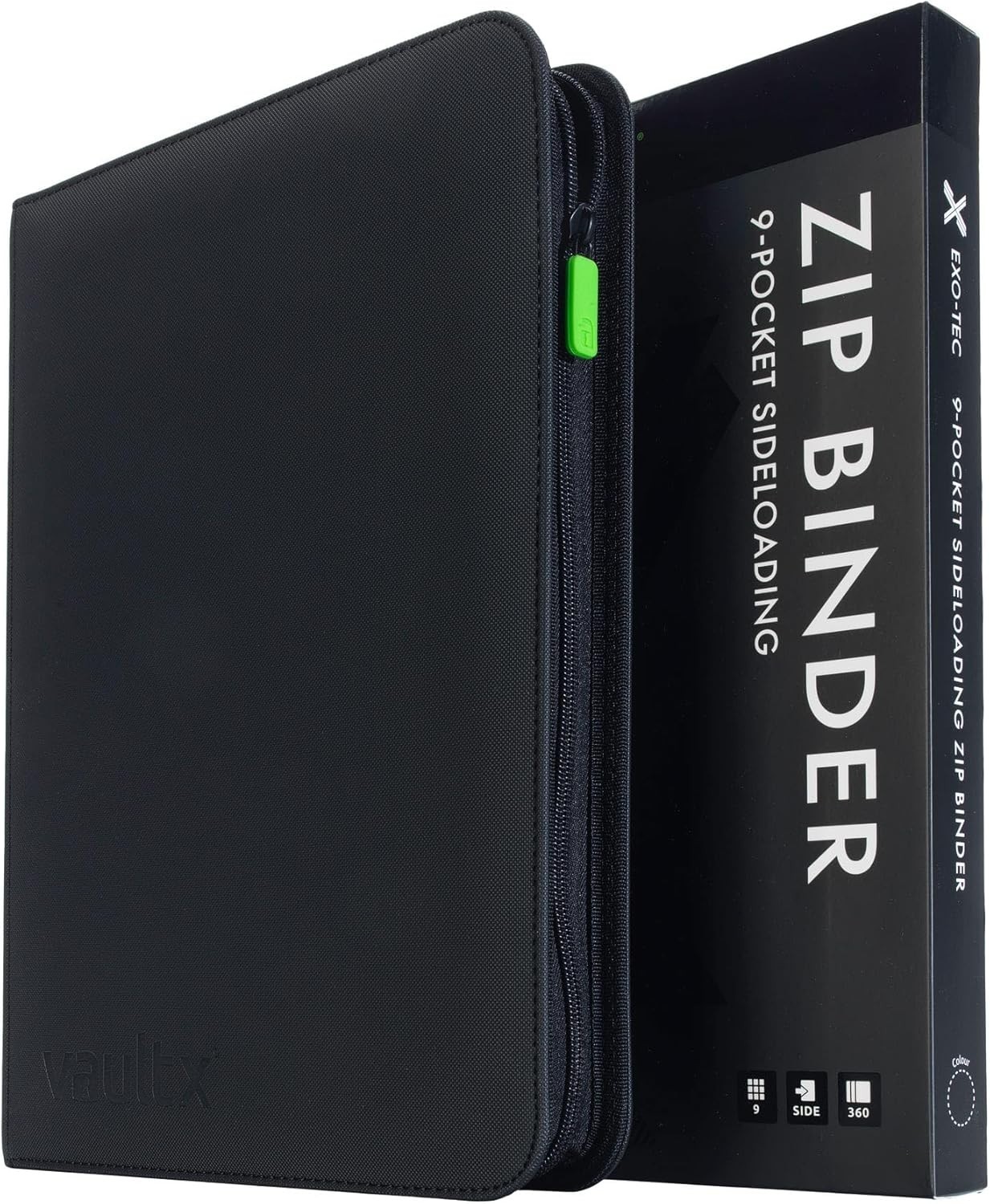 Vault X 9 Pocket Zip Binder, 360 Cards, Exo-Tec Material, 20 Side-Loading Pages