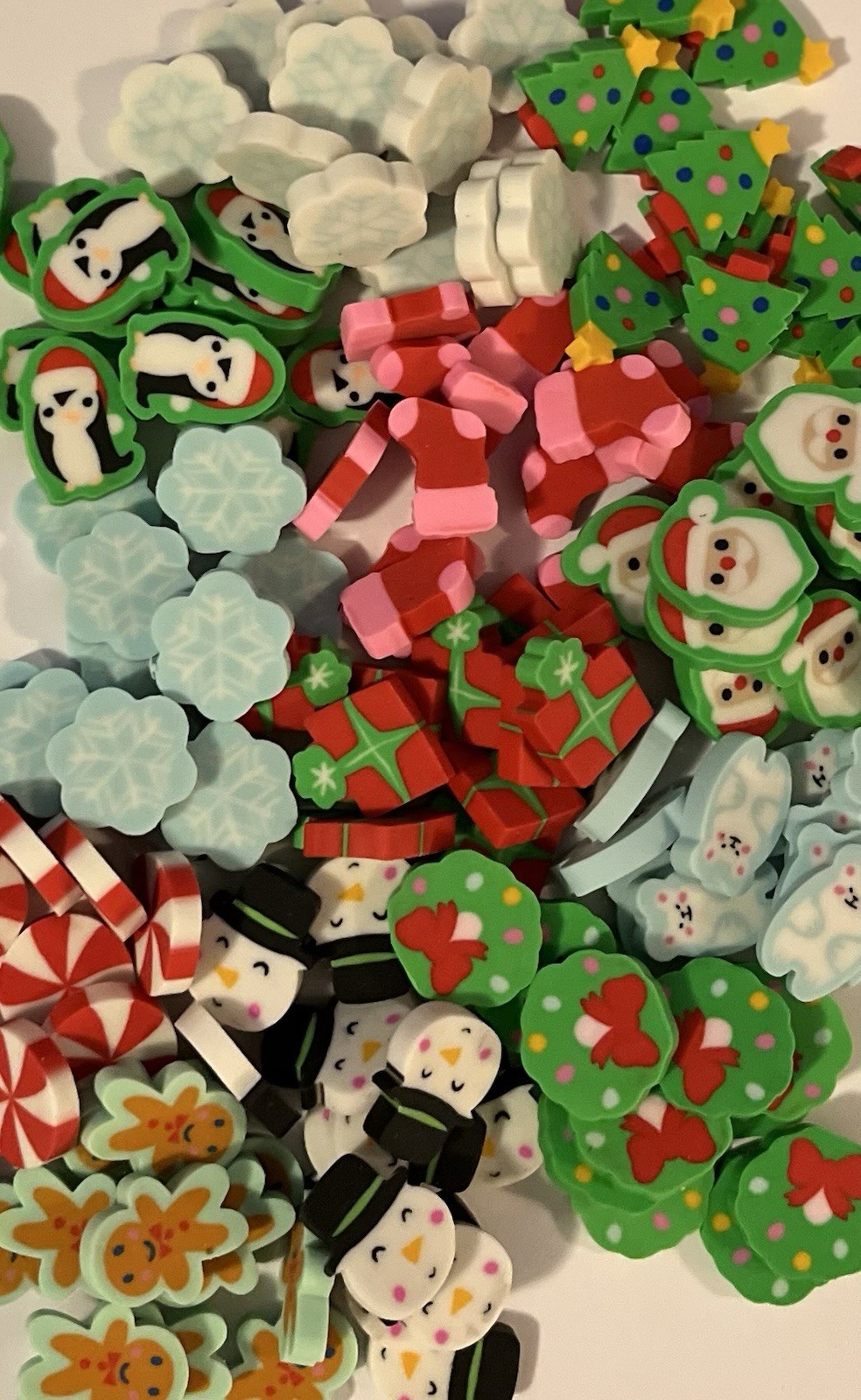 Christmas Mini Erasers 50pc Lot Teacher Rewards Math Counters Stocking Stuffers