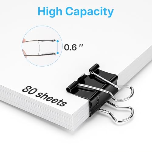 120 PCS Medium Binder Clips 1.25 Inch, Metal Paper Clamps Bulk, 1.25in 120Pcs