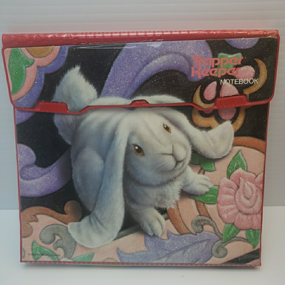 1992 Mead Trapper Keeper Notebook White Lop Bunny Rabbit Vintage 1990s #29096