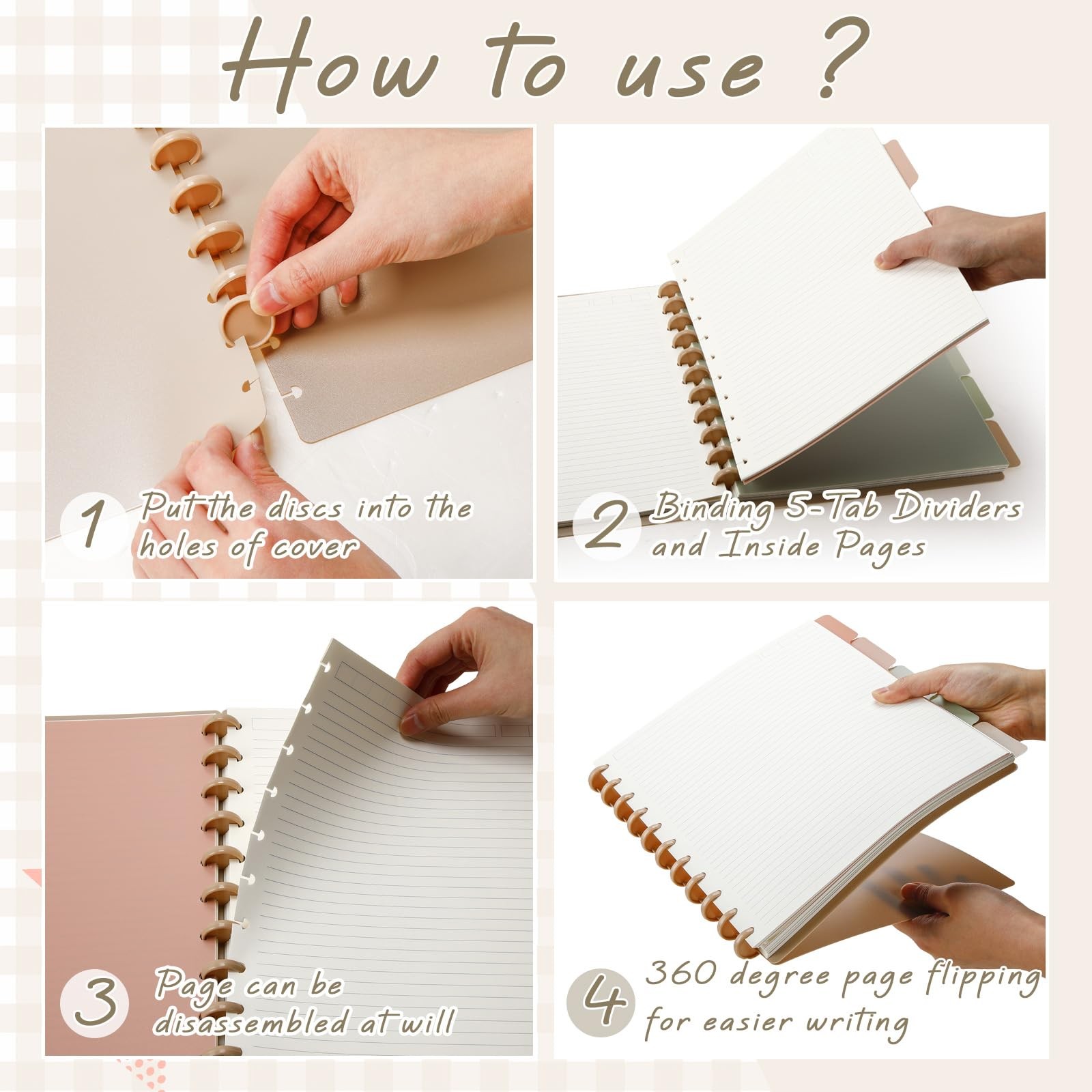 Glenmal 4 Sets Discbound Notebook 8.5×11 Letter Size Refillable Planner Supplies
