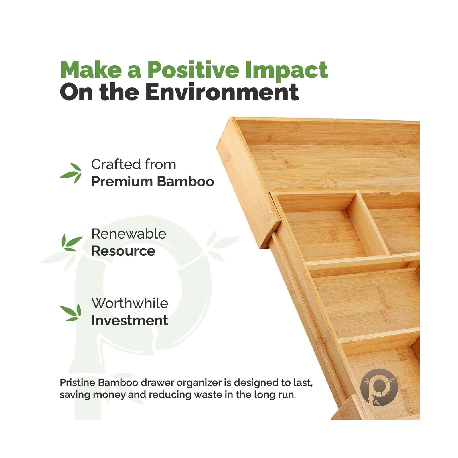Pristine Bamboo Expandable Drawer Organizers for Kitchen – Extr… USA FAST SHIP